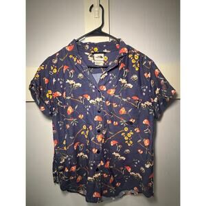 The North Face Dark Blue Button-Up Mushroom & Floral Print Women’s Shirt Size M